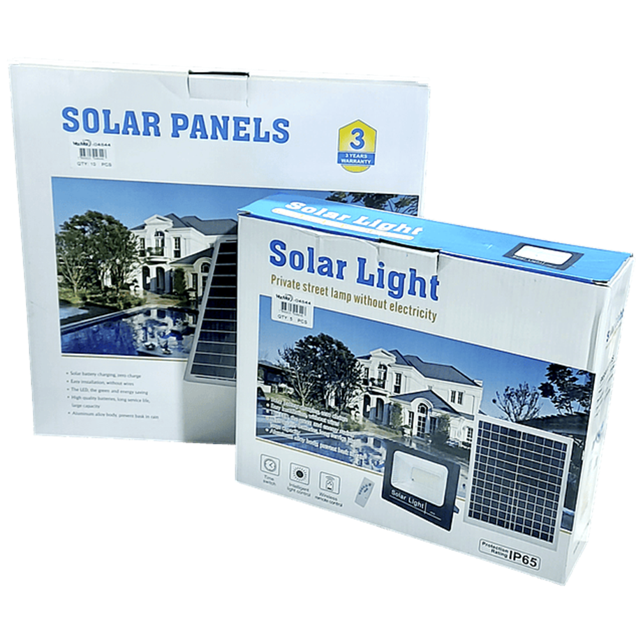 Reflector Led Solar 100w/ip65 Con Panel Luz Fría 6500k Negro Blanco Frío